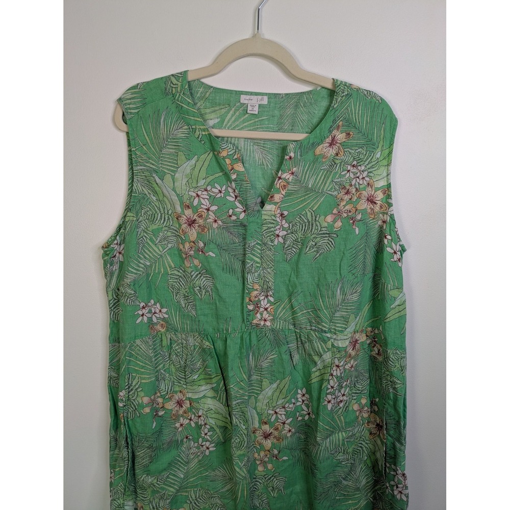J Jill Love Linen Dress 2x Floral Resort Wear Beach Summer Tropical - Picture 3 of 7